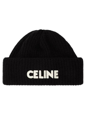 Logo Wool Beanie Black - CELINE - BALAAN 1