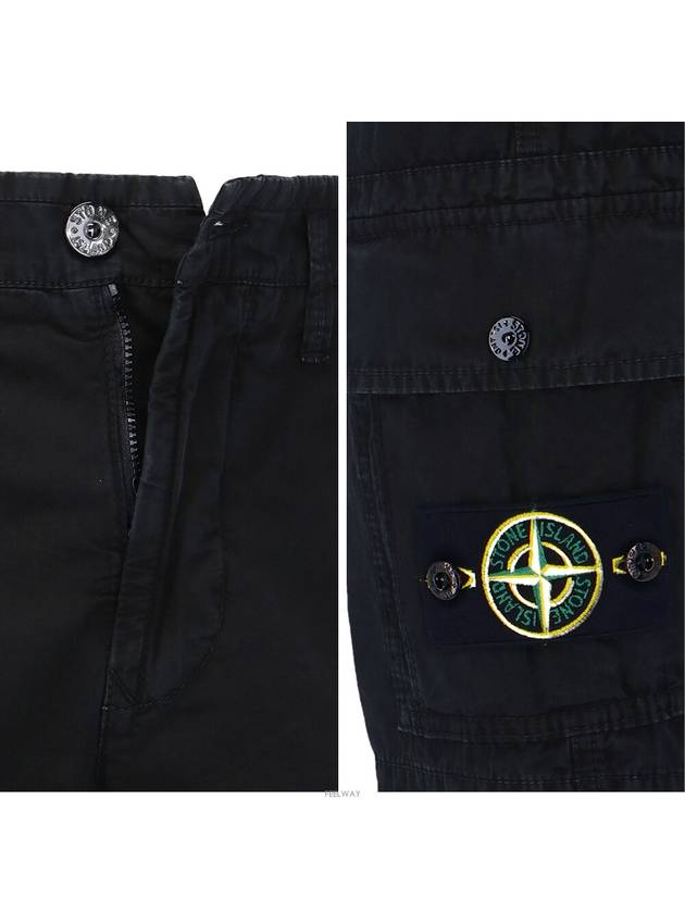 Men's Wappen Patch Pocket Bermuda Cargo Shorts Black - STONE ISLAND - BALAAN 8