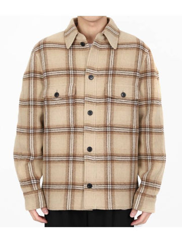 Kervon Check Wool Shirt Jacket Camel - ISABEL MARANT - BALAAN 1