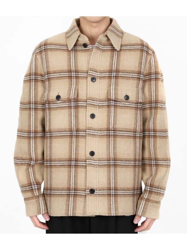 Kervon Check Wool Shirt Jacket Camel - ISABEL MARANT - BALAAN 1