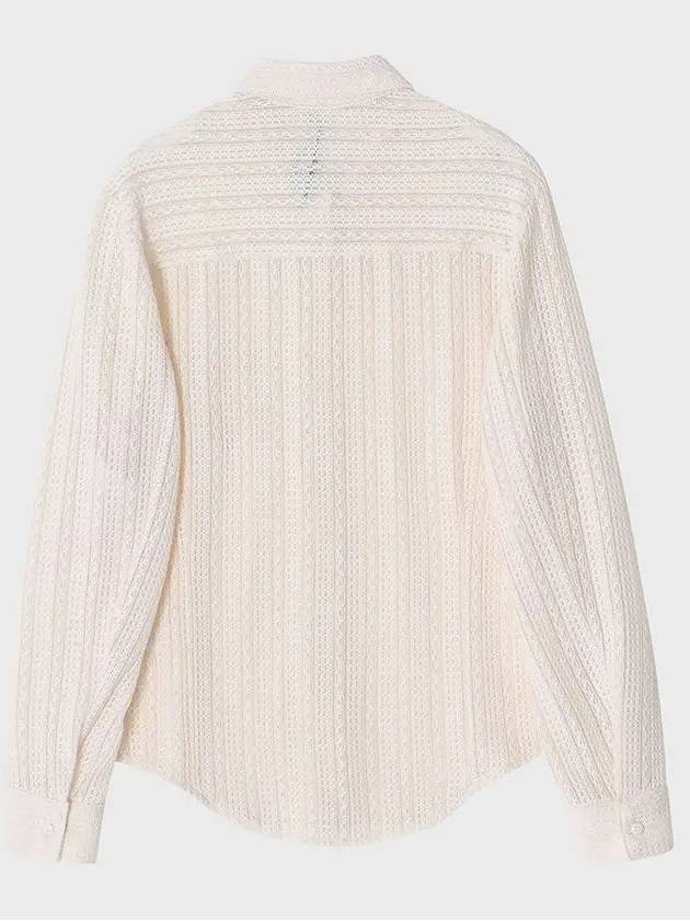 Cotton Crochet Slim Shirt Ivory - NOIRER FOR WOMEN - BALAAN 4
