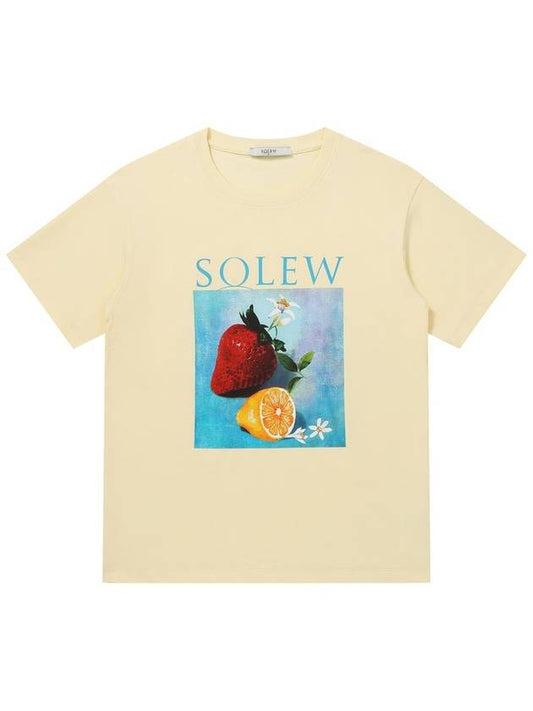Men's Fruit Graphic Short Sleeve T-Shirt Lemon SW23ETS01LO - SOLEW - BALAAN 2