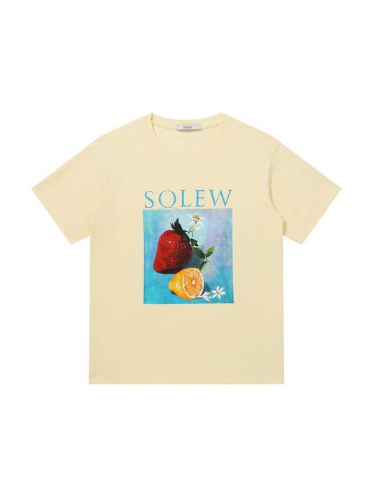 Men's Fruit Graphic Short Sleeve T-Shirt Lemon SW23ETS01LO - SOLEW - BALAAN 2