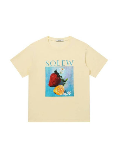 Fruit Graphic Short Sleeve T-Shirt Lemon - SOLEW - BALAAN 2