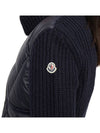 Logo Patch Wool Padded Cardigan Navy - MONCLER - BALAAN 11