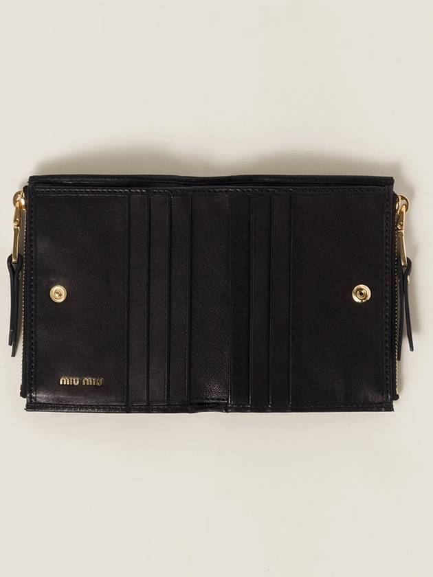 Logo Detail Napa Leather Half Wallet Black - MIU MIU - BALAAN 5