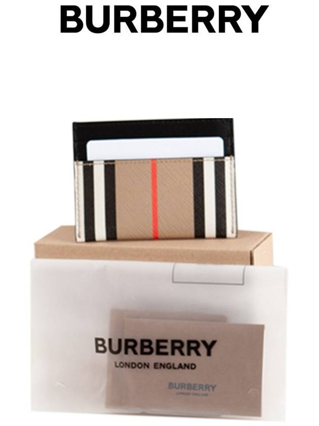 Sandon Icon Stripe Card Wallet Beige Black - BURBERRY - BALAAN 6