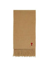 Small Heart Logo Wool Scarf Beige - AMI - BALAAN 2