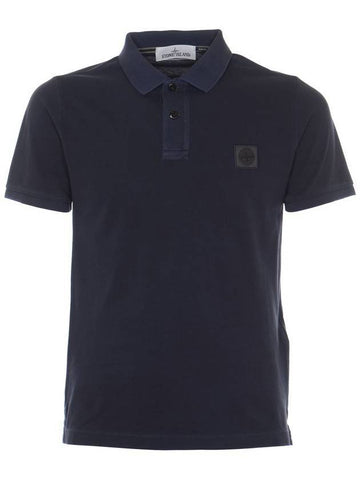 Men's Logo Patch Cotton Short Sleeve Polo Shirt Avio Blue - STONE ISLAND - BALAAN 1