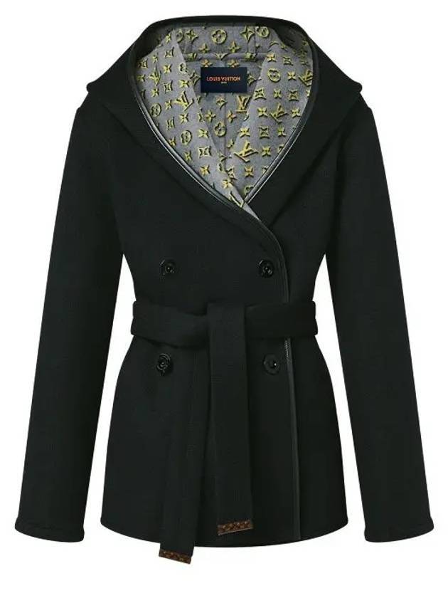 3D Monogram Double Breasted Wrap Coat Black - LOUIS VUITTON - BALAAN 1