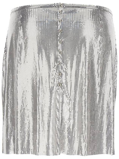 Metallic Miniskirt With High Waist And Chainmail Detail In Tech Fabric Woman - PACO RABANNE - BALAAN 2