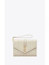 Matelasse Gold Logo Strap Clutch Bag White - SAINT LAURENT - BALAAN.