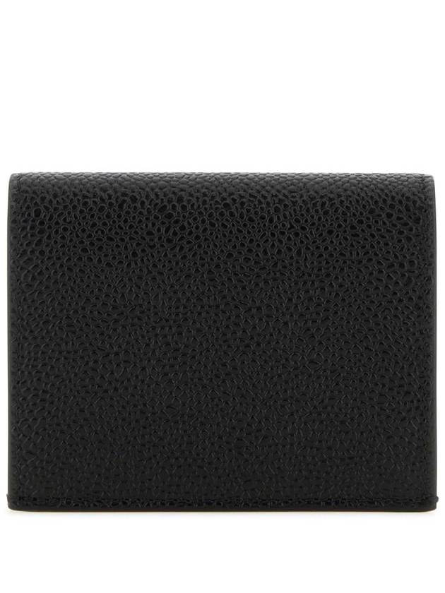 Pebble Grained Leather Double Card Wallet Black - THOM BROWNE - BALAAN 2