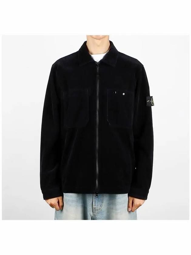 Organic Cotton Corduroy Zip-Up Jacket Navy - STONE ISLAND - BALAAN 3