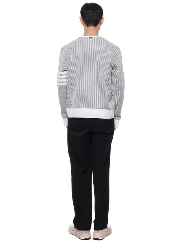 Seersucker Loopback 4 Bar Crew Neck Sweatshirt Light Grey - THOM BROWNE - BALAAN 6