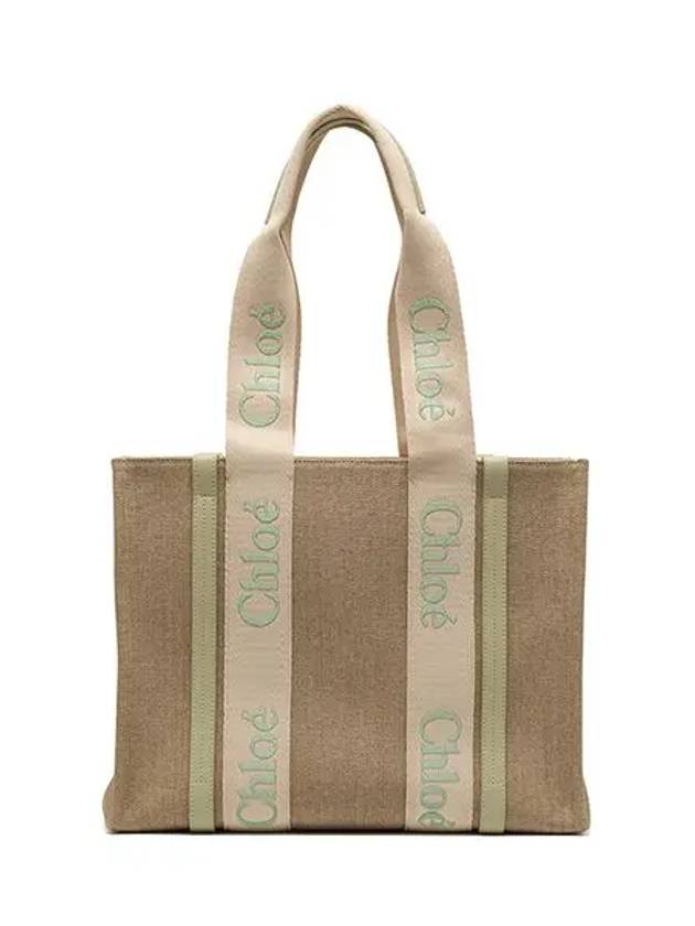 Woody Medium Tote Bag Light Eucalyptus Beige - CHLOE - BALAAN 3