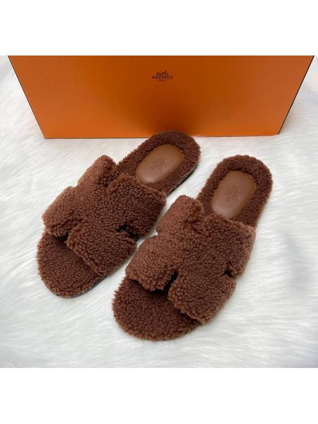 Izmir Shearling Sandals Cognac - HERMES - BALAAN 2