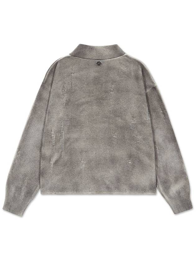 Runway Spray Damaged Polo Knit Top Grey - ULKIN - BALAAN 3