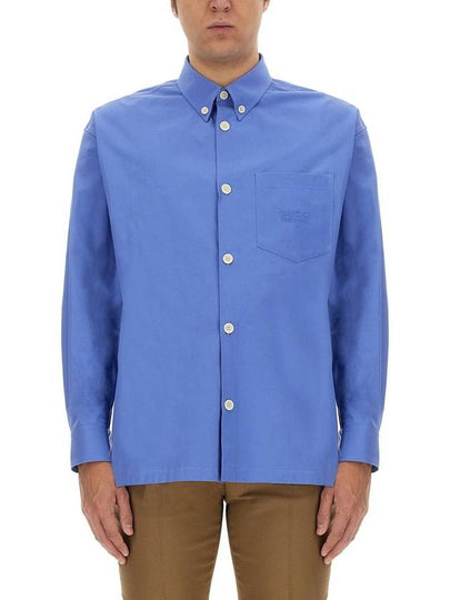 Embroidered Cotton Shirt Blue Boutique 770291ZAPC54544 - GUCCI - BALAAN 2