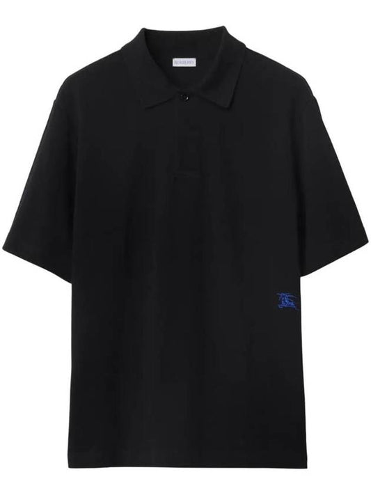 Equestrian Night Cotton Polo Shirt Black - BURBERRY - BALAAN 1