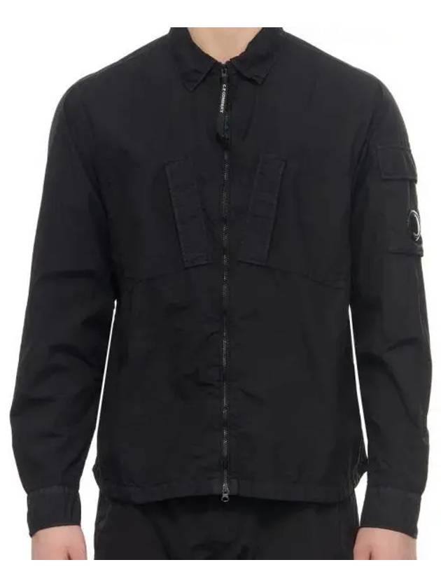 Taylon L Zipped Long Sleeve Shirt Black - CP COMPANY - BALAAN 2