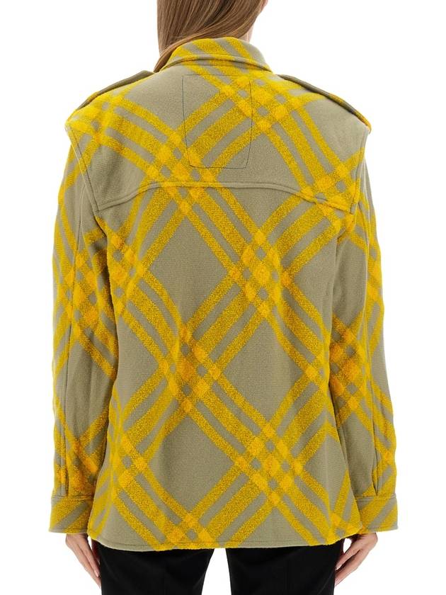 Check Wool Blend Shirt Yellow - BURBERRY - BALAAN 4