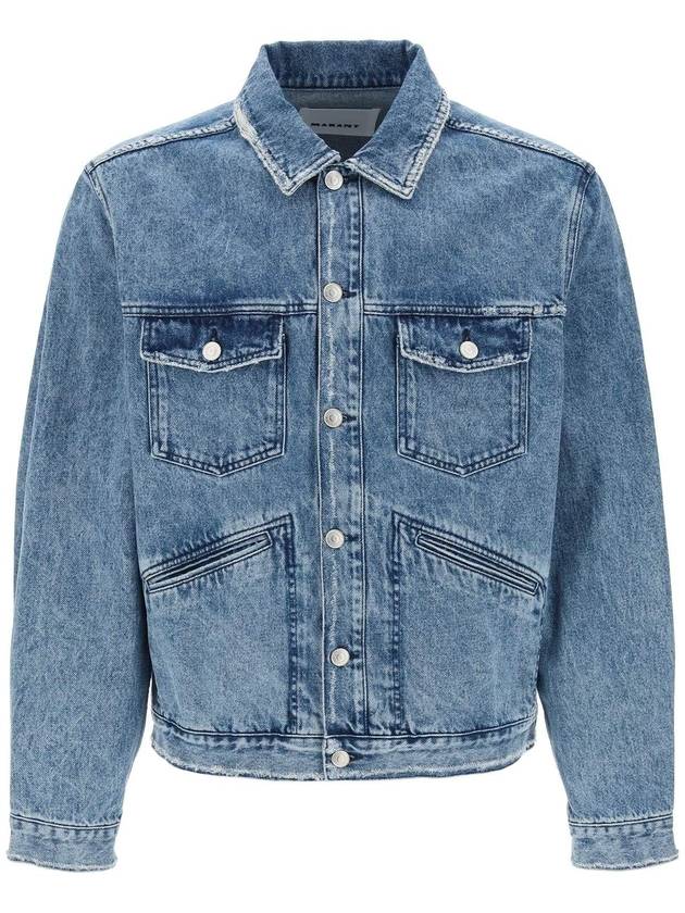 Jango Embroidered Logo Denim Jacket Blue - ISABEL MARANT - BALAAN 2