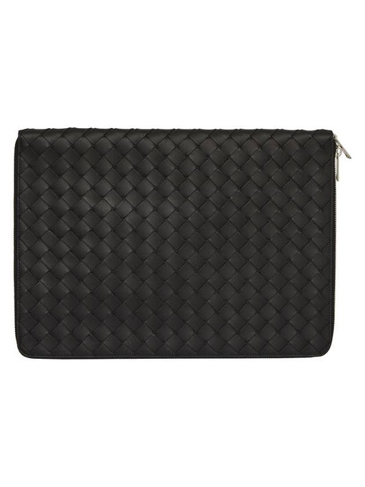 Intrecciato Calfskin Clutch Bag Black - BOTTEGA VENETA - BALAAN.