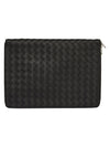 Intrecciato Calfskin Clutch Bag Black - BOTTEGA VENETA - BALAAN 1