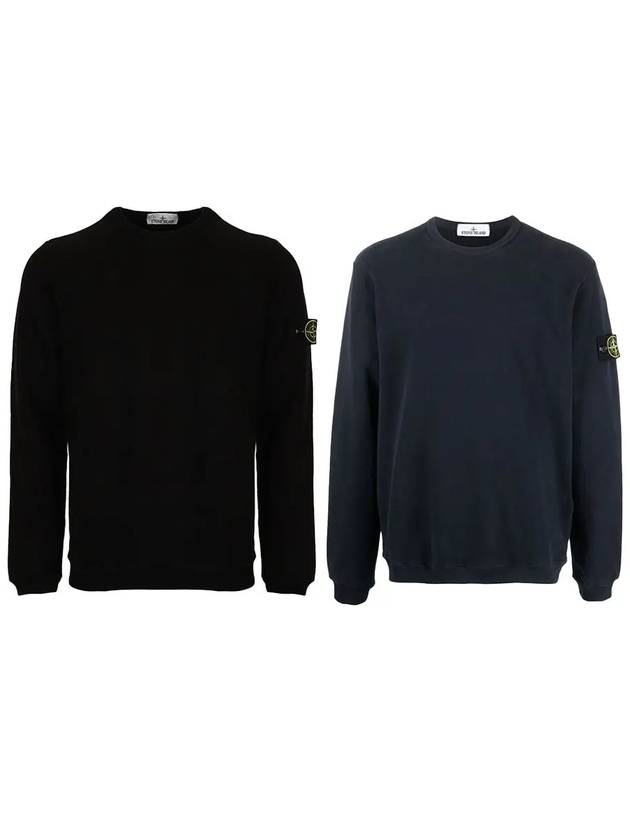 Men's Wappen Patch Crewneck Sweatshirt Black - STONE ISLAND - BALAAN 2