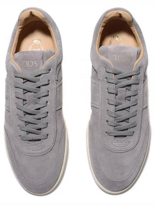 Stamp Logo Suede Low Top Sneakers Gray - TOD'S - BALAAN.