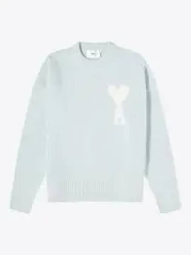 Intarsia Heart Logo Knit Top Blue - AMI - BALAAN 2