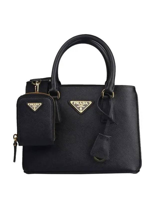 Galleria Saffiano Mini Tote Bag Black - PRADA - BALAAN 1