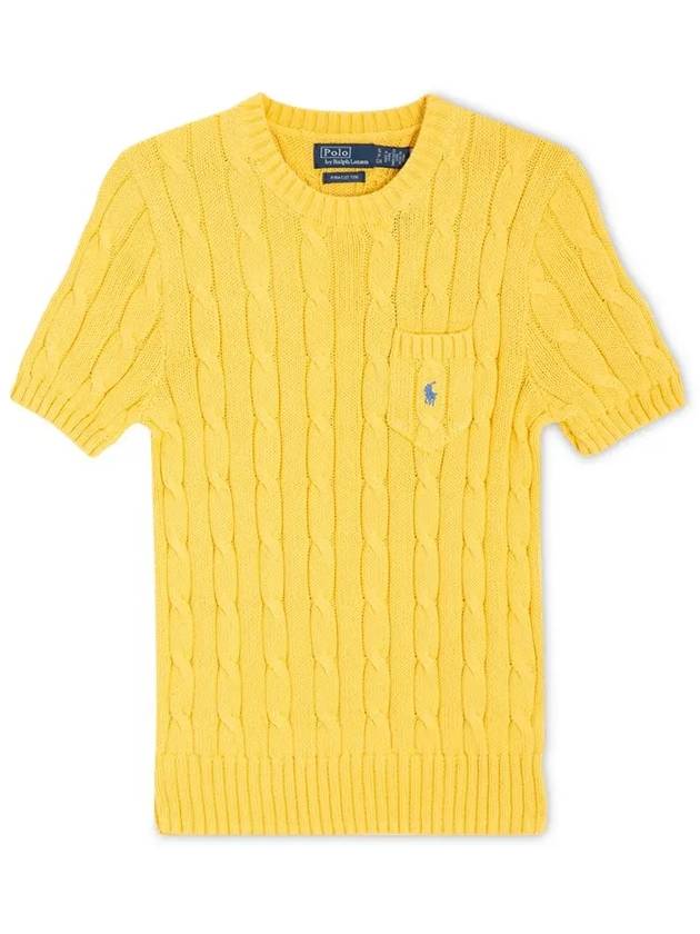 Embroidered Pony Pocket Knit Top Yellow - POLO RALPH LAUREN - BALAAN 4