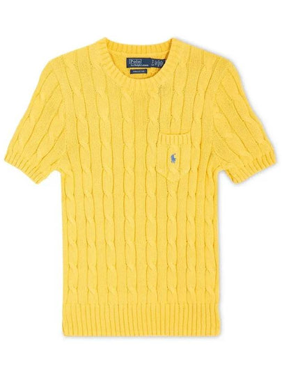 Embroidered Pony Pocket Knit Top Yellow - POLO RALPH LAUREN - BALAAN 2