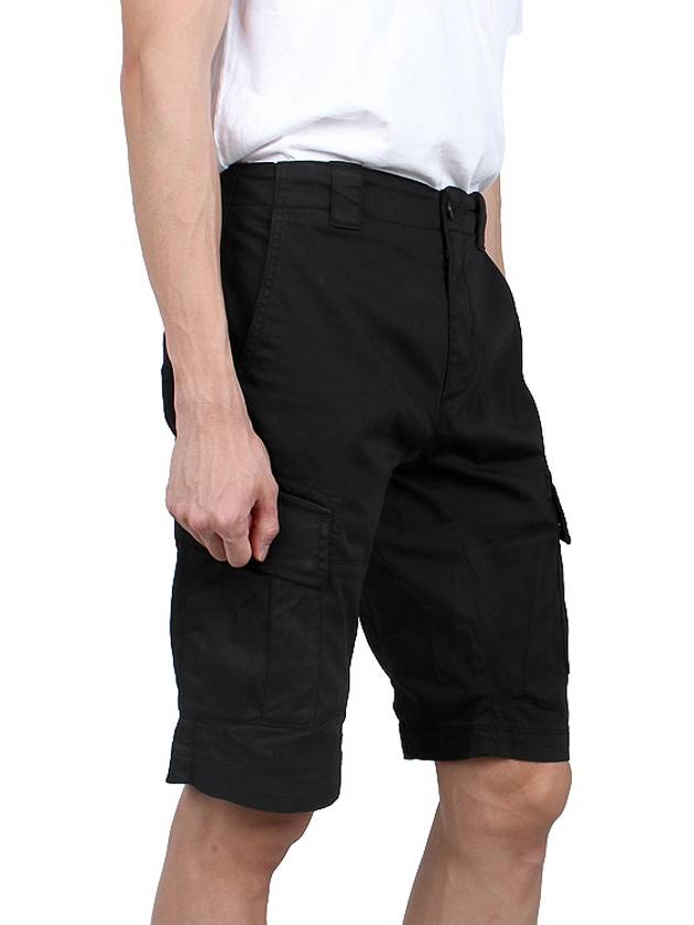 Stretch Satin Cargo Shorts Black - CP COMPANY - BALAAN 4