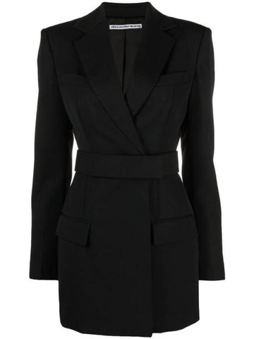 Women's Belted Wool Tailoring Blazer Short Dress Black - ALEXANDER WANG - BALAAN 1