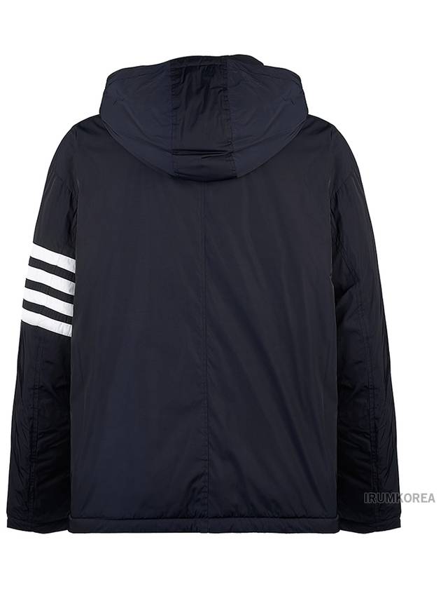 Poly Twill 4-bar Down Filled Hooded Jacket Navy - THOM BROWNE - BALAAN 4