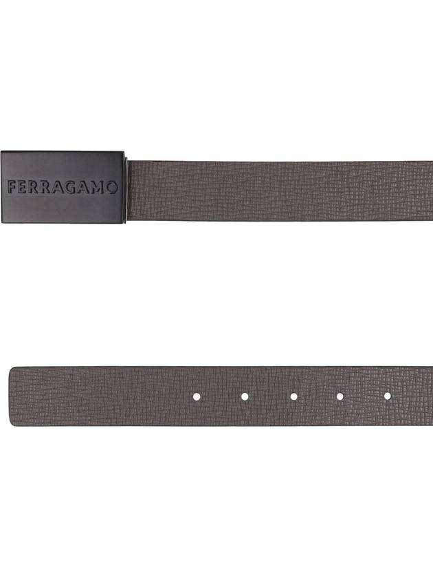 Men's Logo Square Leather Belt Black - SALVATORE FERRAGAMO - BALAAN 5