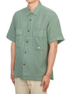 Linen Short Sleeve Shirt Green - CP COMPANY - BALAAN 3