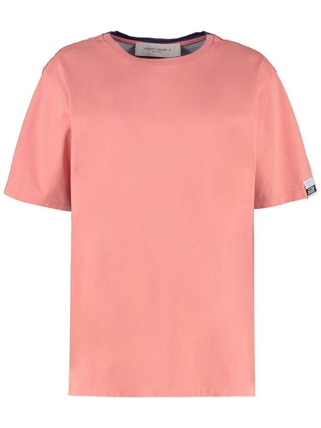 Aira Crew Neck Cotton Short Sleeve T-Shirt Peach - GOLDEN GOOSE - BALAAN 1