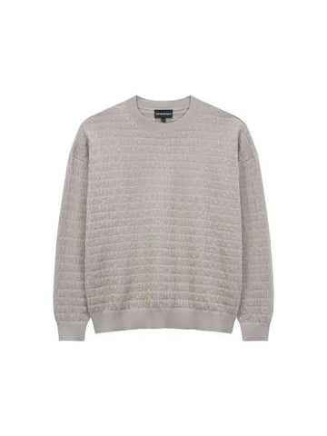 Men s Logo Jacquard Crew Neck Pullover Warm Gray - EMPORIO ARMANI - BALAAN 1