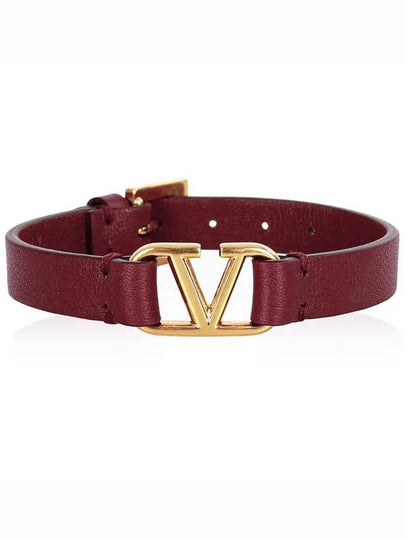 V Logo Leather Bracelet Red - VALENTINO - BALAAN 2