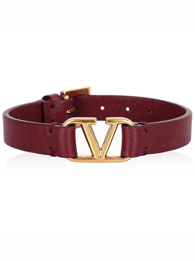 V Logo Leather Bracelet Red - VALENTINO - BALAAN 3