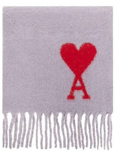 Heart Logo Oversized Wool Fringe Scarf Parma - AMI - BALAAN 2