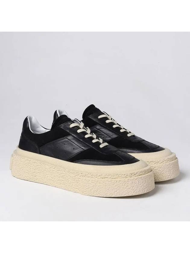 Platform Leather Low Top Sneakers Black - MAISON MARGIELA - BALAAN 4