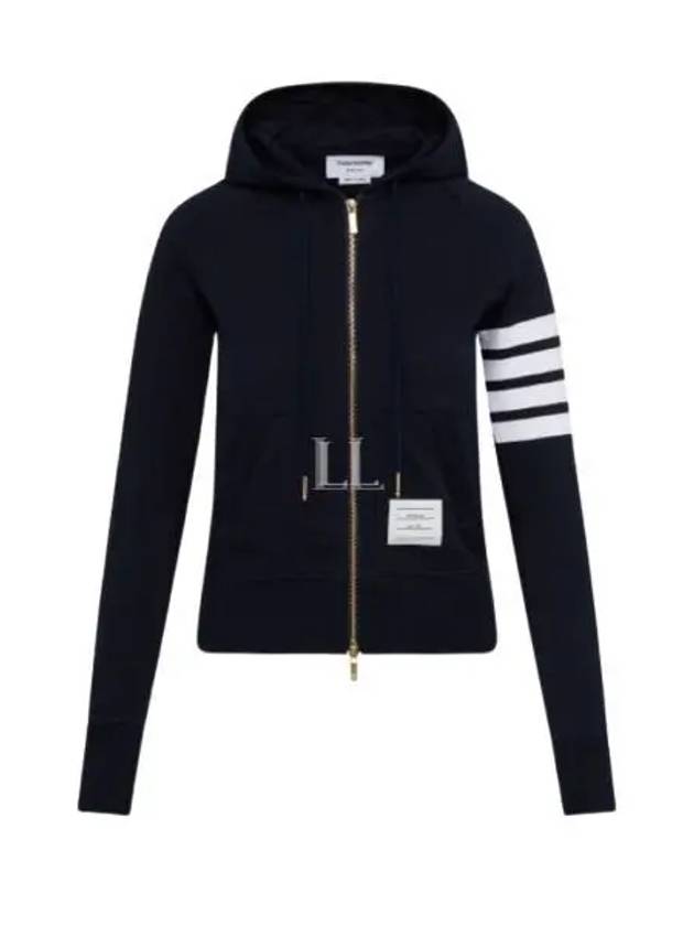 Engineered 4-Bar Stripe Loopback Jersey Knit Zip Up Hoodie Navy - THOM BROWNE - BALAAN 2