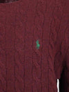 Embroid Logo Cable Knit Top Wine - POLO RALPH LAUREN - BALAAN 4