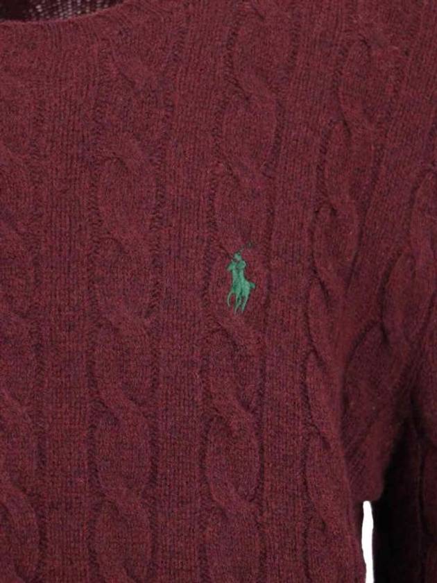 Embroid Logo Cable Knit Top Wine - POLO RALPH LAUREN - BALAAN 4