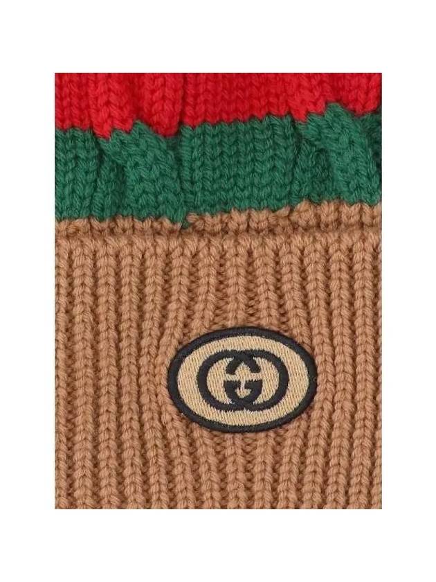 Web Stripe Wool Knit Beanie Brown - GUCCI - BALAAN 4